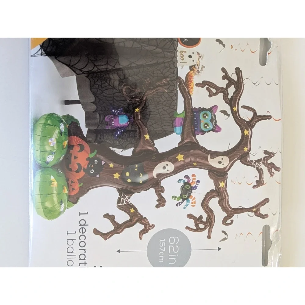 AirLoonz 62in Halloween Tree Balloon Decoration Spooky Ghost Cat‎ Bat Inflatable